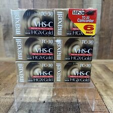 6 Maxell VHS-C TC-30 HGX-Gold Premium High Grade Video Tapes New Sealed