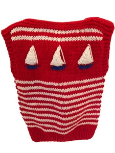 Girls Sailboat Sweater Handmade Nautical Sleeveless Crochet Size 4 5? READ - Picture 1 of 6