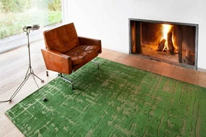 9202 PERRIER'S GREEN Estructuras Colección Baobab Alfombras Estructuradas Lisas de Calidad - Imagen 1 de 10
