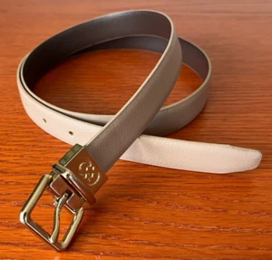 COLE HAAN🔴Double-sided Beige Brown SZ L🔴Women REVERSIBLE GENUINE LEATHER BELT - Picture 1 of 11