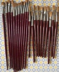 Vintage Artists Pure Sable Flat Brushes, L.P. Brush Co Ltd pick size, - Imagen 1 de 4