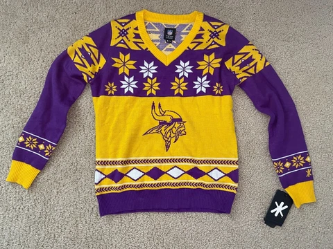 MINNESOTA VIKINGS NFL CHRISTMAS SWEATER ADULT XL BRAND NEW WITH TAGS Cover