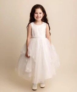 Vestido de encaje plisado marfil para bodas y bautizos para bebés y niñas - edades 0-12 - Imagen 1 de 8