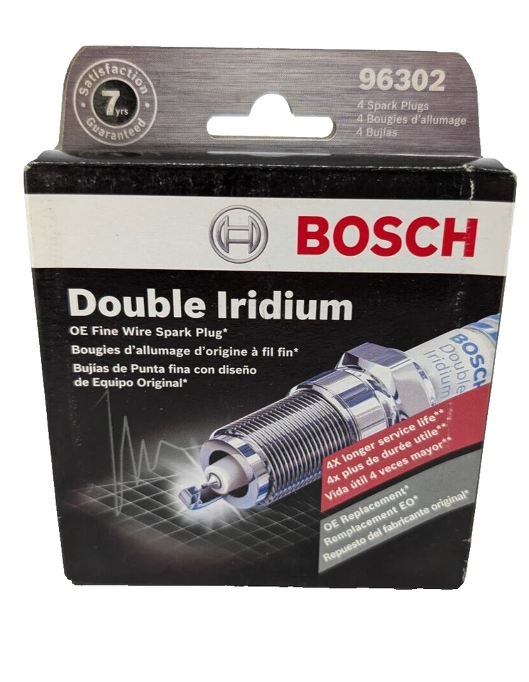 Box of 4 Spark Plugs-OE Fine Wire Double Iridium Bosch 96302 - Image 1 of 1
