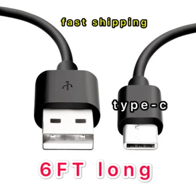 6FT Type C USB Data Fast Charger Cable for OEM Samsung Galaxy S8 S9 S10 NOTE9 BK - Image 1 of 3