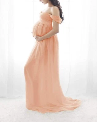 Elegant Chiffon Maternity Gown Dress for Photography Sessions  - Image 1 of 2
