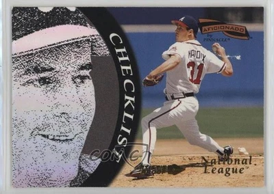 1996 Pinnacle Aficionado Checklist Greg Maddux #199 HOF - Image 1 of 2