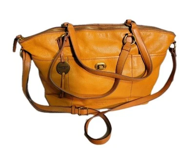 Bolso de Mano MARGOT Coñac Cuero Suave Mandy Cúpula Doble Correas de Transporte VER Forro Manchas Foto 1 de 4