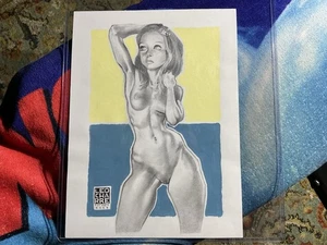 Original Contemporary Art By LEO CHARRE Nude Beauty 12” By 9” Graphite/ Paint - Picture 1 of 6