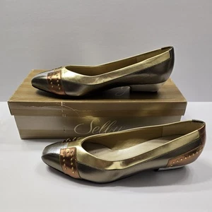 Selby Vintage Comfort Flex Metallic Heels 7.5 - Picture 1 of 6