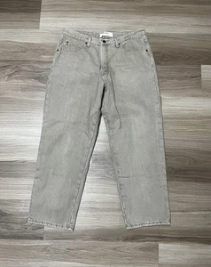 Vintage LL Bean Jeans Mens 34x30 Khaki Double L Relaxed Fit Flannel Lined Denim - Picture 1 of 13