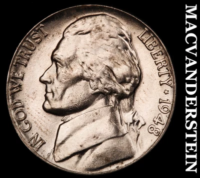 1948 Jefferson Nickel - Choice Gem Brilliant Uncirculated  Lustrous  #F7144 - Image 1 of 2