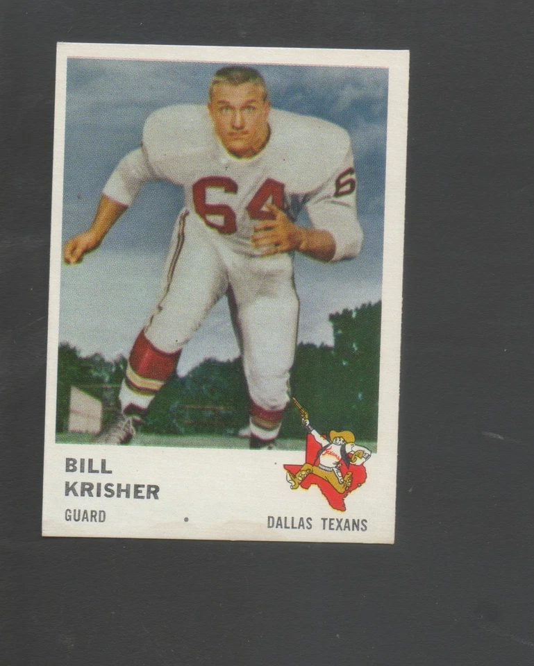 1961 Fleer Football Card #205 Bill Krisher-Dallas Texans Near Mint Card - Image 1 of 1