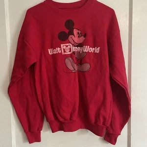 Disney Parks Walt Disney World Adult Mickey Mouse Red Pullover Sweatshirt sz XL - Picture 1 of 4