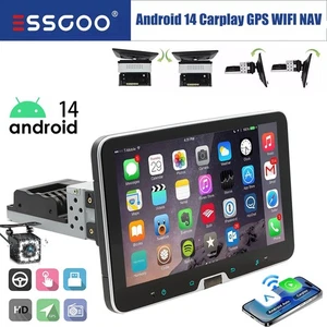 Single 1 DIN 360° Rotatable 10.1'' Android14 Car Stereo GPS Wifi  4+64G Camera - Picture 1 of 17