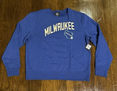 Sudadera Milwaukee Bucks City Edition ’47 Marca Hombre 2XL Azul Cuello Redondo Nueva con Etiquetas Foto 1 de 4
