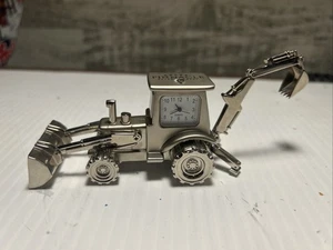 Silver Alloy Metal Tractor Backhoe Quartz Desk Clock, New Without Box - Picture 1 of 5
