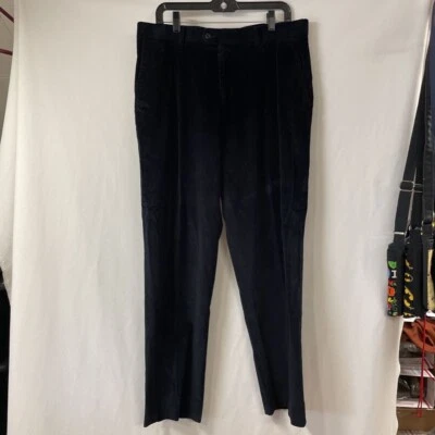 Linea Naturale Mens Corduroy Straight Leg Pants Black Stretch Flat Front 34x32 - Image 1 of 4