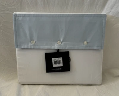 Ralph Lauren 624 TC RL Organic Sateen Border Blue King Flat Sheet $215 NIP - Image 1 of 4