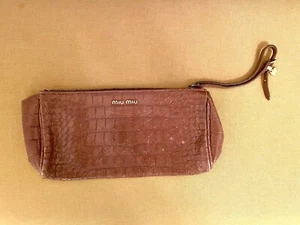Miu Miu Clutch Bag, Croc Embossed Leather Tan - Picture 1 of 9