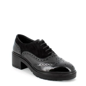 Scarpe allacciate francesine Igi&co 2652700 nero vernice e camoscio tacco 4,5 cm - Foto 1 di 3