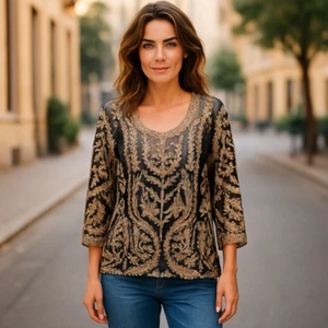 Altra Pink Women’s Blouse Black and Sliver Size Small - Picture 1 of 11