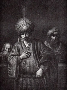 Biblical Art print c 1910 Haman plans Revenge Rembrandt Van Ryn Dutch died 1669 - Picture 1 of 4