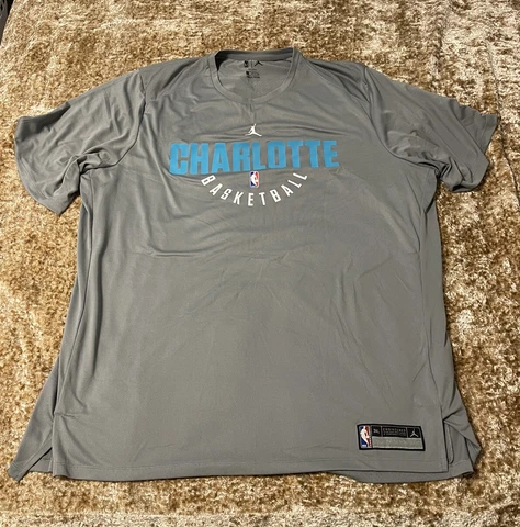 NBA Charlotte Hornets Basketball Short Sleeve Shirt Gray/Teal Size 3XL Cover