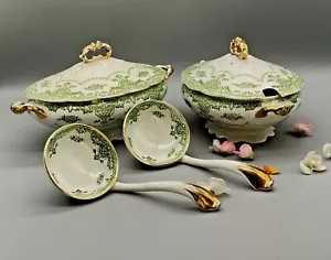 Victorian Antique 2 Small Porcelain Tureens Waverley W H Grindley 1890 - Picture 1 of 11
