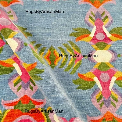 Blue Modern Design Turkish Oushak Hand Knotted High Quality 8x10 9x12 10x14 Rugs - Image 1 of 4