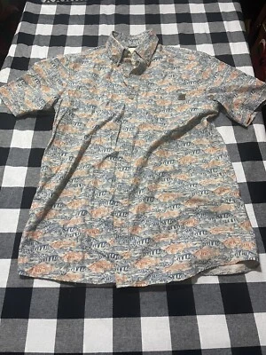 Mens Solaris Outdoor Button Shirt Size Small Nice Fish Pattern Short Sleeve Nice - Image 1 of 4