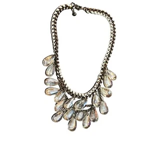 Moda Collar Grueso Cadena Plata Lágrima Cristales Grueso - Imagen 1 de 6