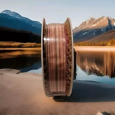 Pink Tan Brown Stiped Wired  ribbon  1" By 25M/ 82FT made in France - Image 1 of 4