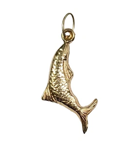 14k Yellow Gold Fish Detailed Small Charm - Picture 1 of 3