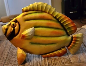 VINTAGE STAND-ALONE HAND MADE METAL FISH SCULPTURE - Picture 1 of 17