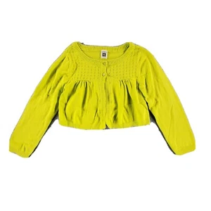 Carter´s Neon Green Long Sleeve 1/4 Button Open Front Cropped Sweater Top Size 6 - Picture 1 of 7