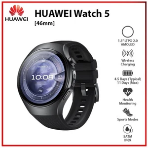 (Nuevo) Reloj Inteligente Huawei Watch 5 46mm NEGRO 1.5" AMOLED Bluetooth iOS Android - Imagen 1 de 6