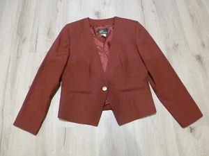 Vintage 80's Red PYKE Limited Tailored Suit Crop Jacket Blazer Size M (8) - Picture 1 of 11