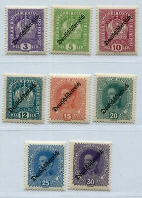 AUSTRIA 1918 DEUTSCH-ÖSTERREICH SELECTION OF 8 VALUES ALL PERFECT MNH - Image 1 of 2