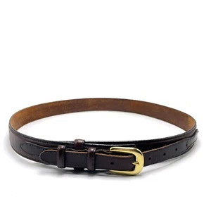 Cinturón de vestir de cuero para hombre sin marca talla 34/85 cm hebilla de latón liso cuero marrón - Imagen 1 de 14