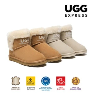 AUSTRALIAN SHEPHERD® UGG Boots Sheepskin Wool Shearling Lined Ankle Mini Oatha - Picture 1 of 18