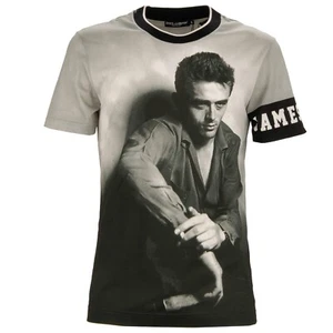 DOLCE & GABBANA James Dean Picture Cotton Silk T-Shirt Shirt Gray Black - Picture 1 of 4