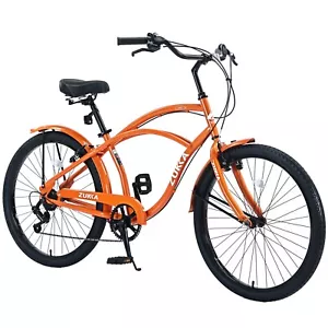 Beach Cruiser Bike 26inch Wheel Bike 7 Speed Driven System V-Brake for Women Men - Picture 1 of 8