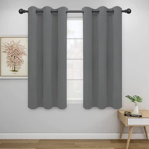 Blackout Curtains for Bedroom, 2 Panels Solid Thermal Insulated Grommet and Nois - Picture 1 of 12