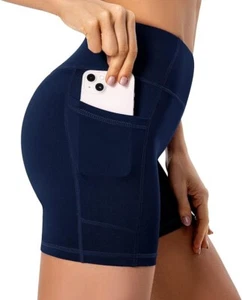 New Women's XL High Waist Biker Gym Cycling 5"/8" Compression Shorts ~ Navy Blue - Picture 1 of 6