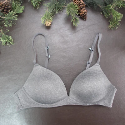 Sujetador So Talla 36A Gris Acolchado Con Aros Cierre Ajustable Espalda Foto 1 de 4
