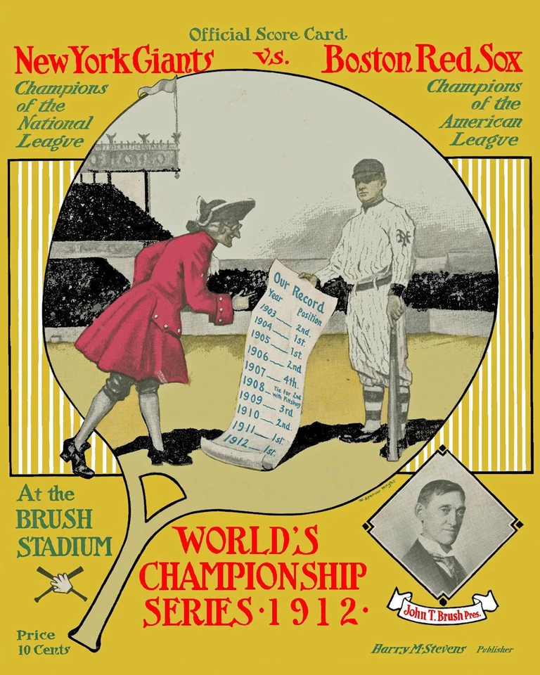 1912 World Series - (Giants & Red Sox) Poster of Score Card - 8x10 Color Photo - Image 1 of 1