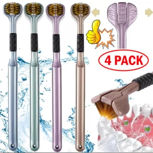 2/4Pcs Three Sided Toothbrush 3 Sided Toothbrush For Adult Tri-Head Multi-Angle - Picture 1 of 16