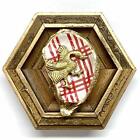 Museum Bees - Painted Oyster Shell On Wooden Frame W/ Goose On Red Plaid - 6"