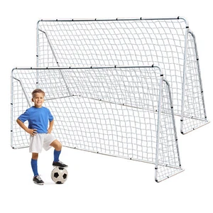 Set of 2 Soccer Goal Net Outdoor Football Training Net Steel Post Frame 12 x 6' - Picture 1 of 17